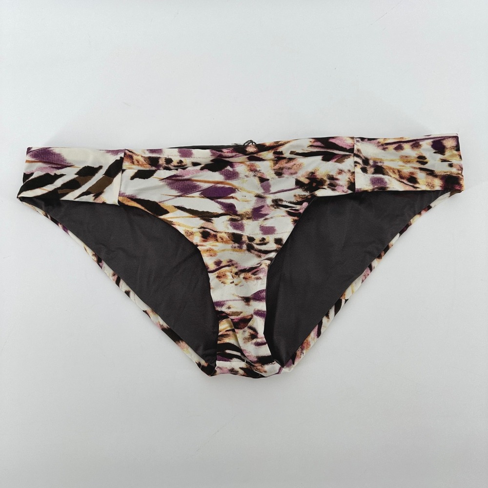 Vitamin A Reversible Bikini Bottoms Abstract Animal Print Charcoal Gray Womens M